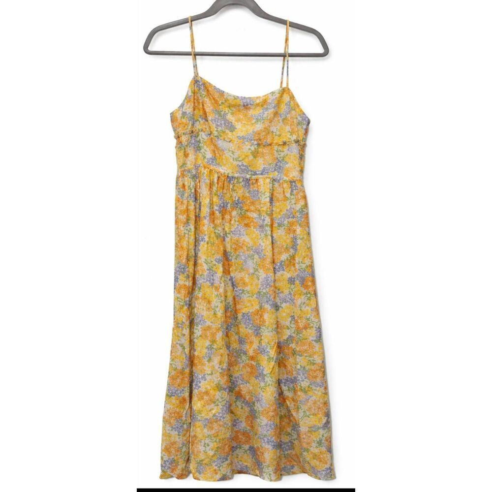 Sabo womens large maxi long dress linen floral yellow boho sun beach romantic